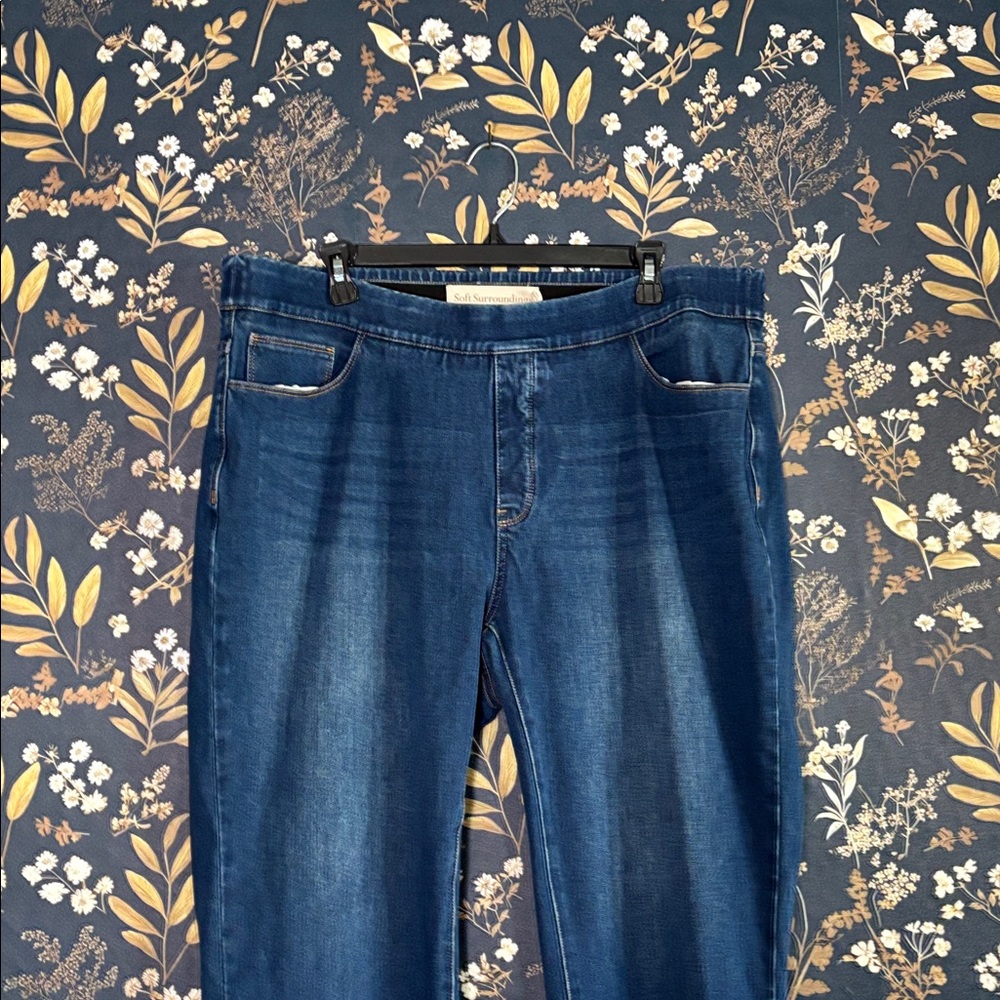 Soft Surroundings Pull On Dark Blue Denim Jeans Size 1X - Picture 2 of 8